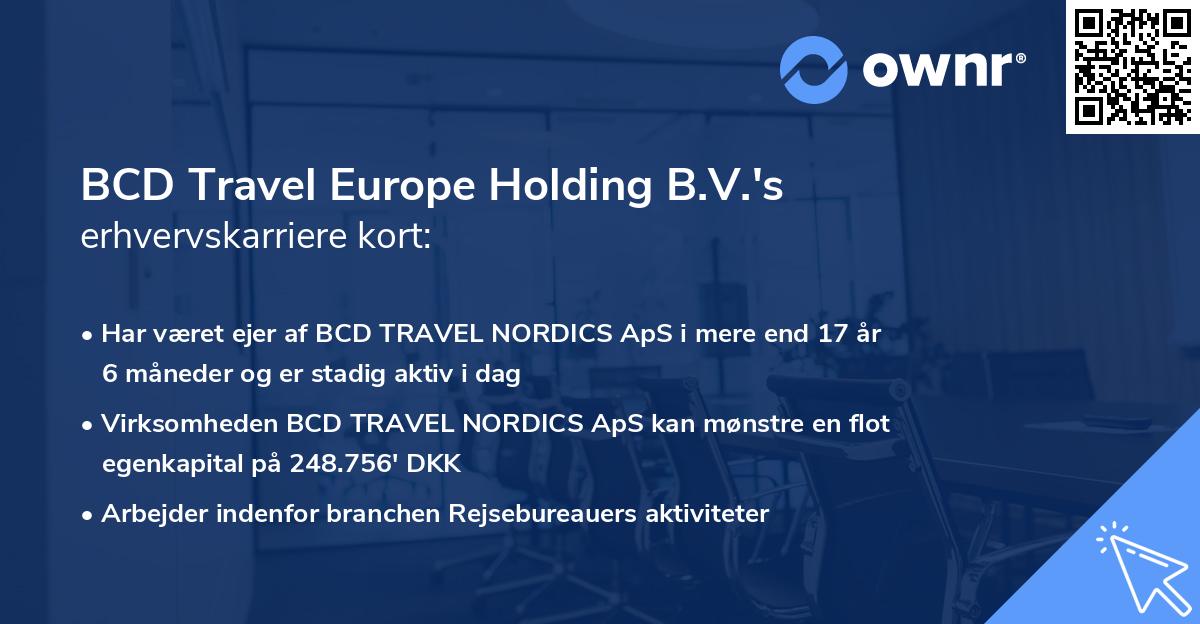BCD Travel Europe Holding B.V.'s erhvervskarriere kort