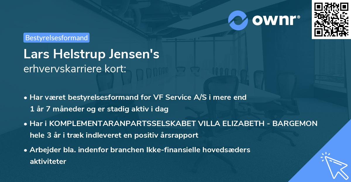 Lars Helstrup Jensen's erhvervskarriere kort