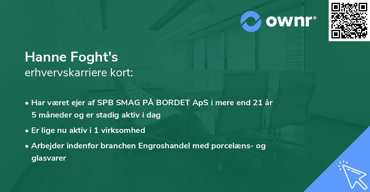 Hanne Foght's erhvervskarriere kort