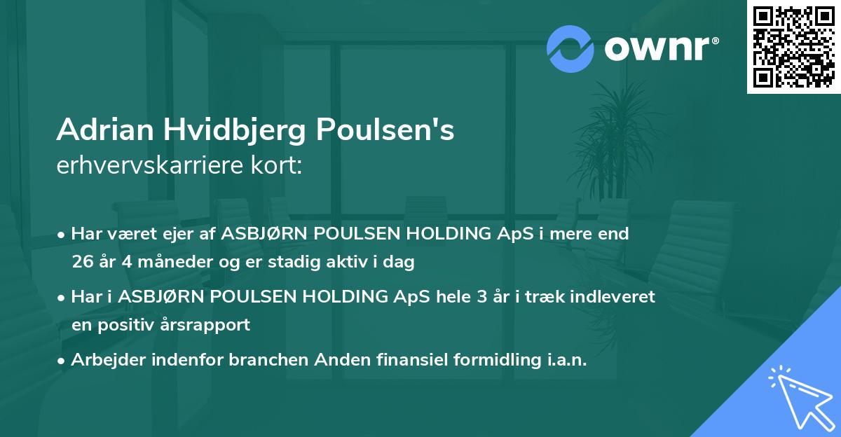 Adrian Hvidbjerg Poulsen's erhvervskarriere kort