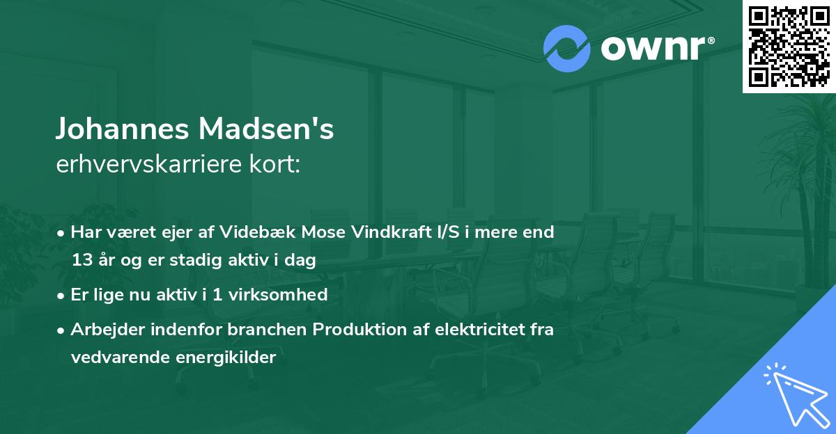 Johannes Madsen's erhvervskarriere kort