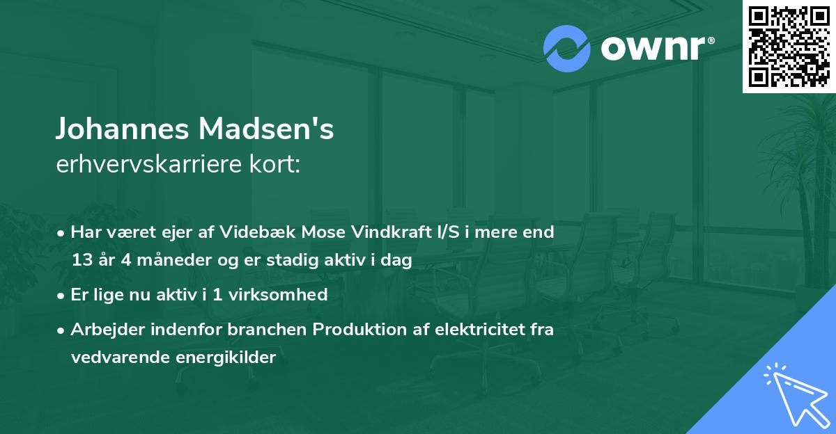 Johannes Madsen's erhvervskarriere kort