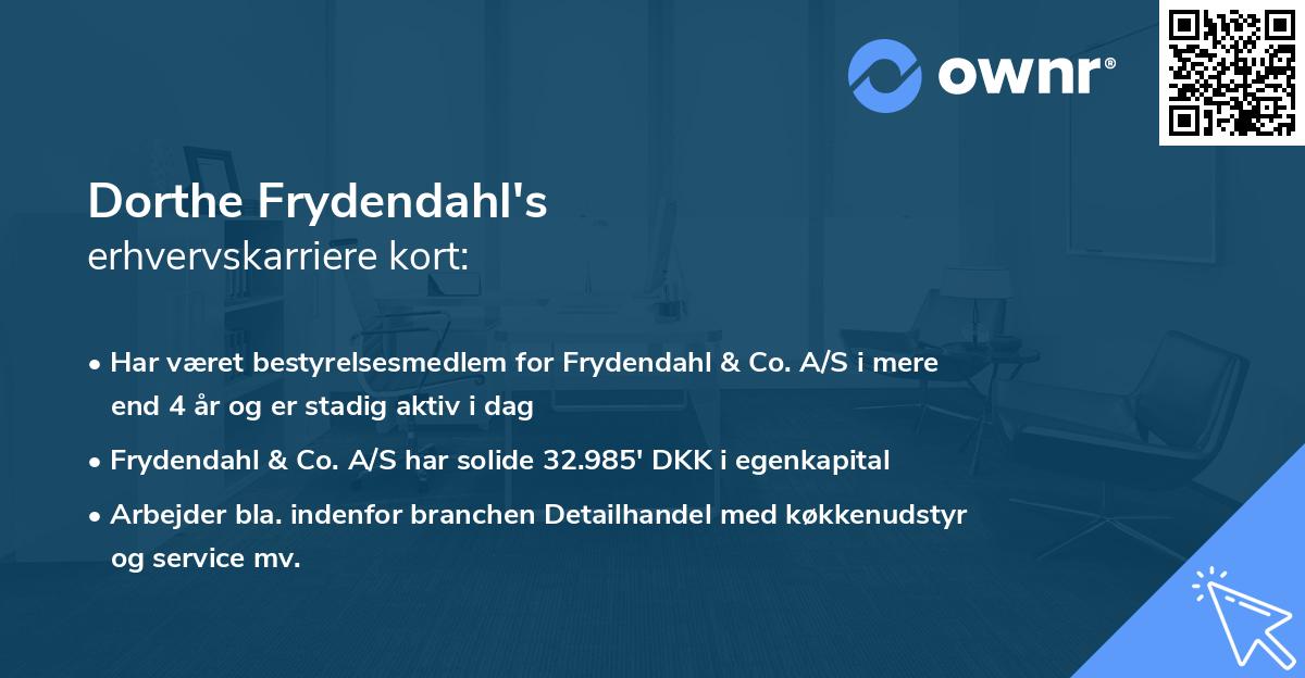 Dorthe Frydendahl's erhvervskarriere kort