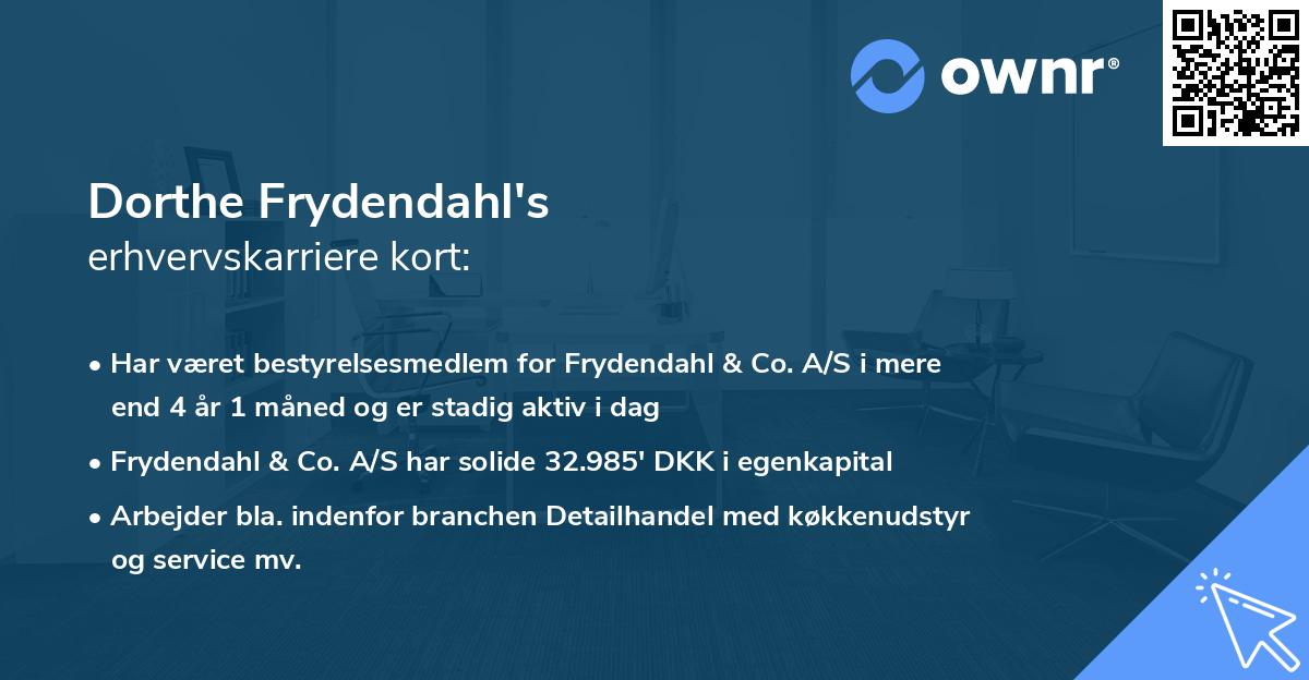 Dorthe Frydendahl's erhvervskarriere kort