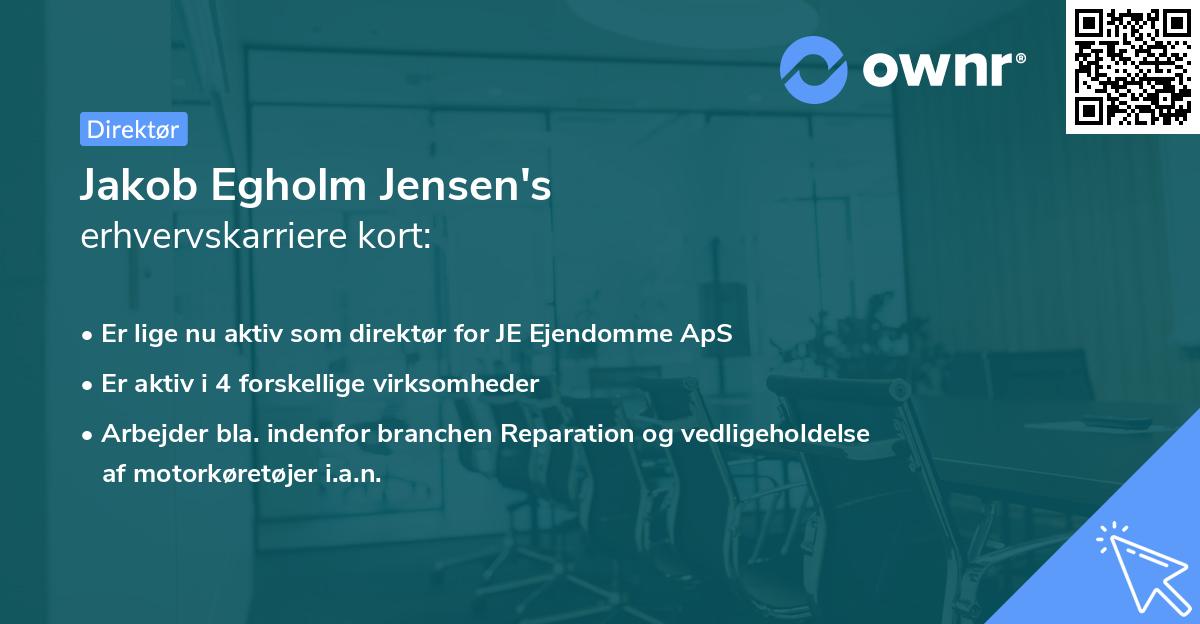 Jakob Egholm Jensen's erhvervskarriere kort