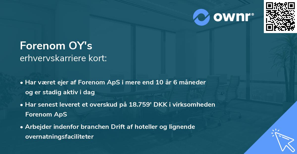 Forenom OY's erhvervskarriere kort