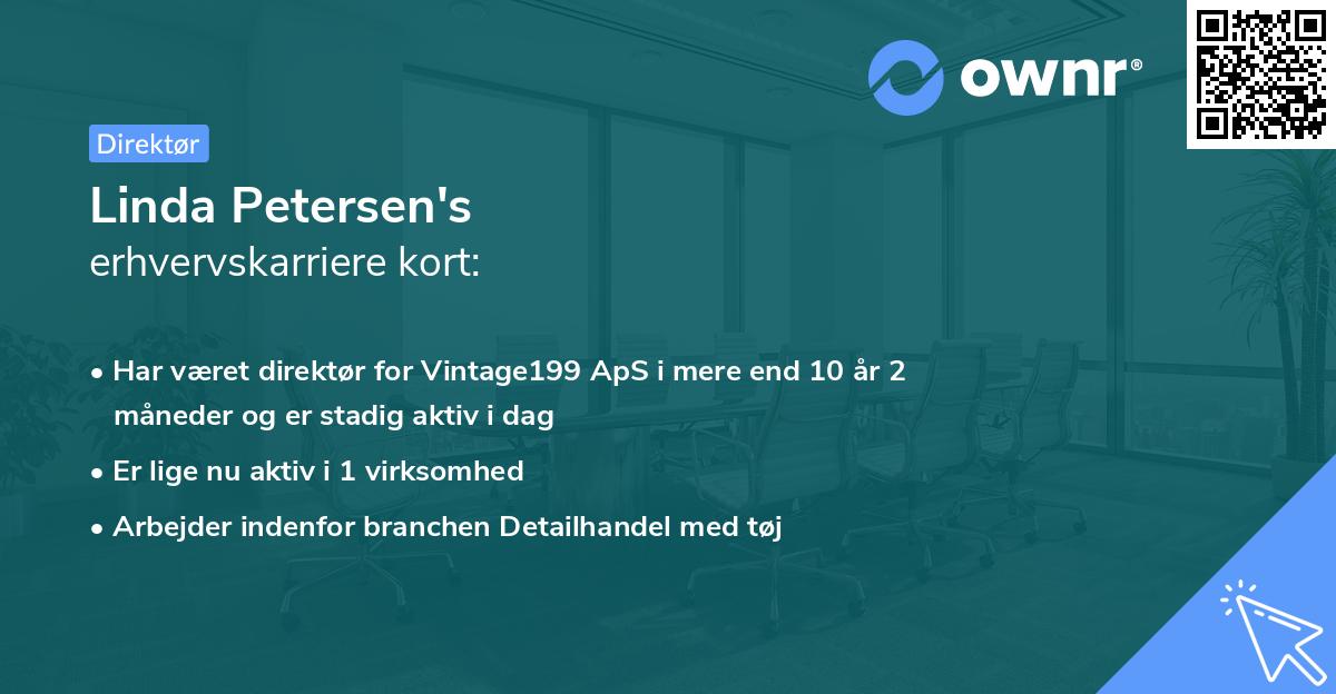 Linda Petersen's erhvervskarriere kort