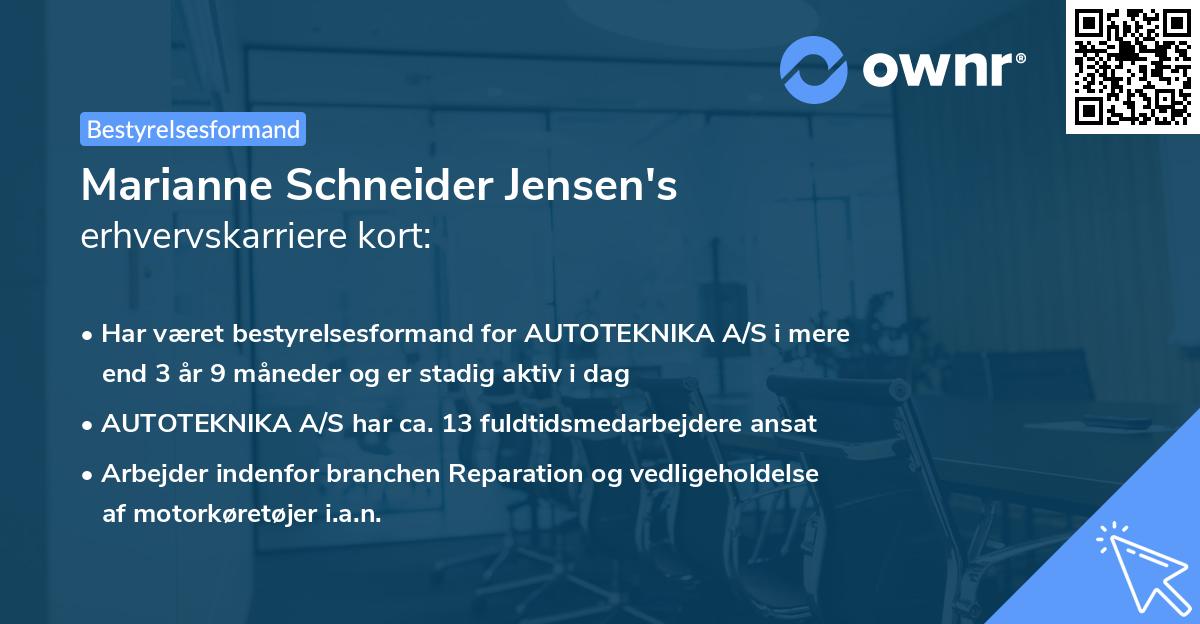 Marianne Schneider Jensen's erhvervskarriere kort