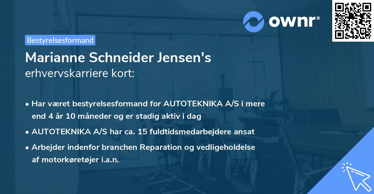 Marianne Schneider Jensen's erhvervskarriere kort