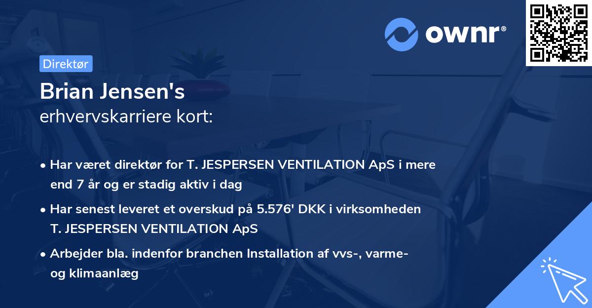 Brian Jensen's erhvervskarriere kort