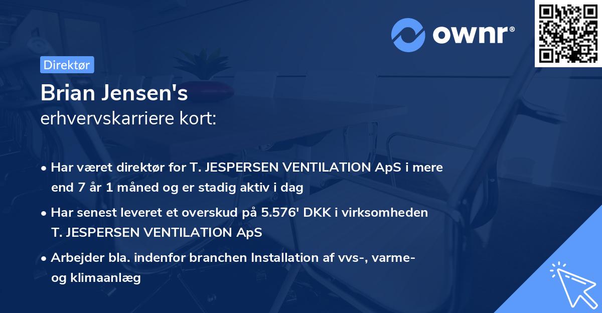 Brian Jensen's erhvervskarriere kort