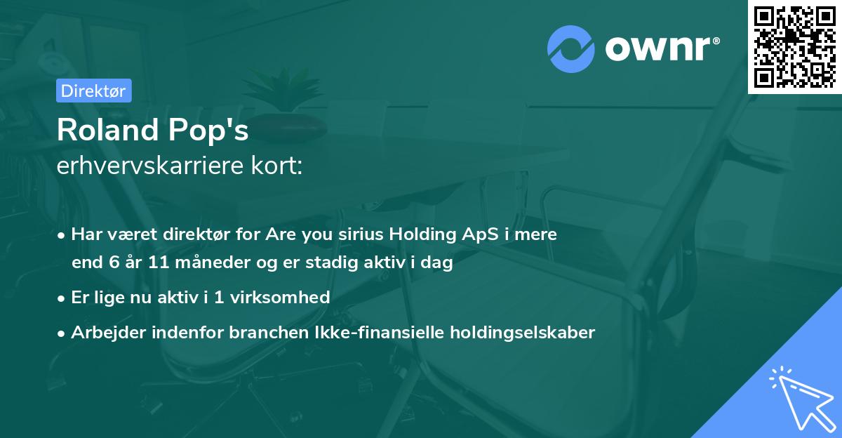 Roland Pop's erhvervskarriere kort