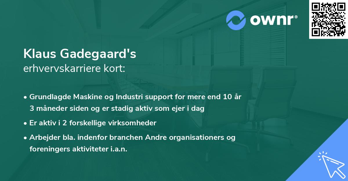 Klaus Gadegaard's erhvervskarriere kort