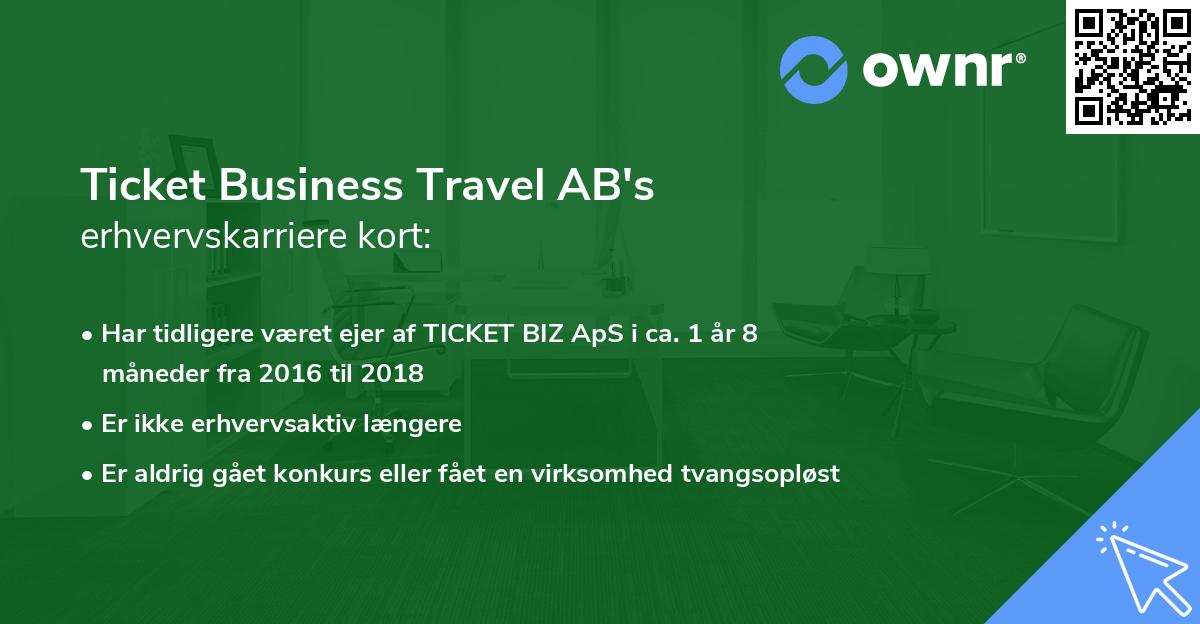 Ticket Business Travel AB's erhvervskarriere kort