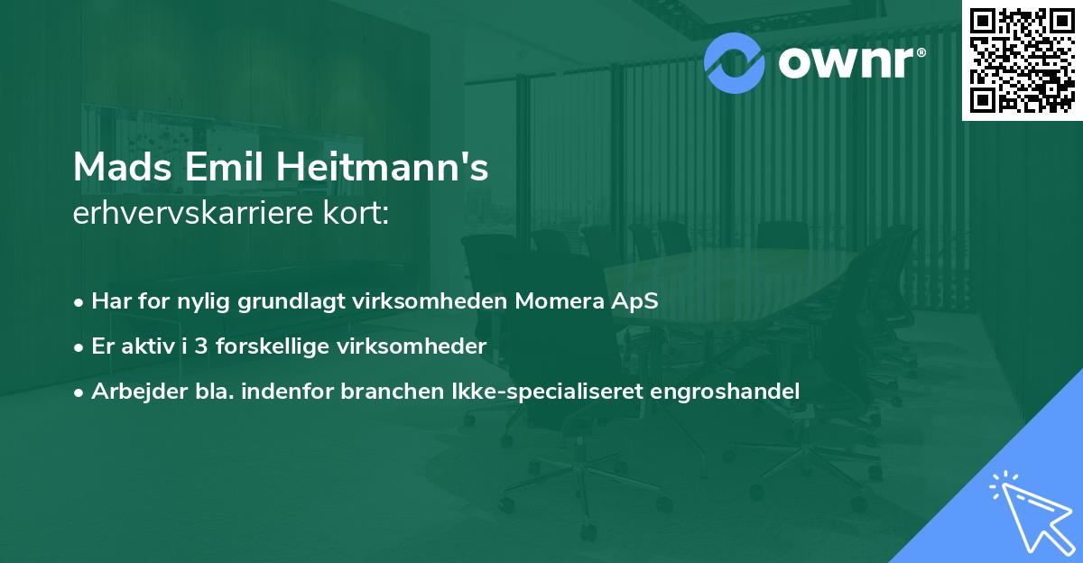 Mads Emil Heitmann's erhvervskarriere kort