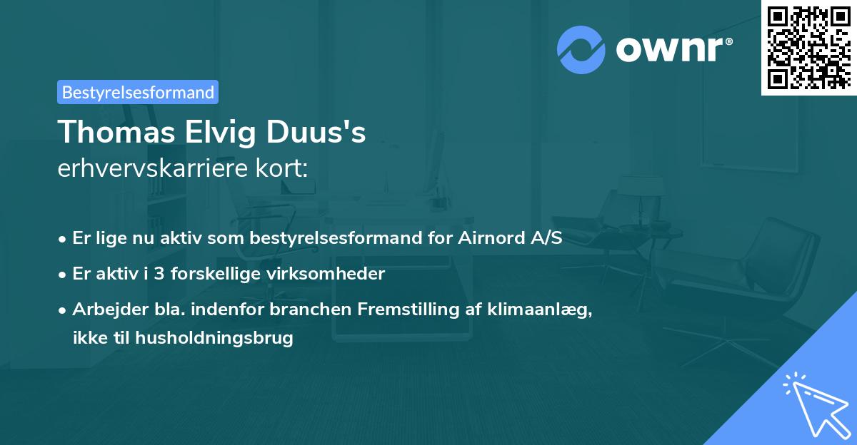Thomas Elvig Duus's erhvervskarriere kort