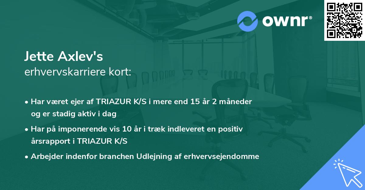 Jette Axlev's erhvervskarriere kort