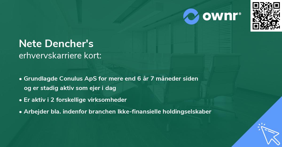 Nete Dencher's erhvervskarriere kort