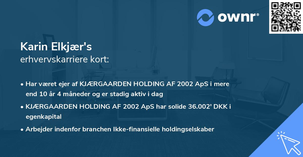 Karin Elkjær's erhvervskarriere kort