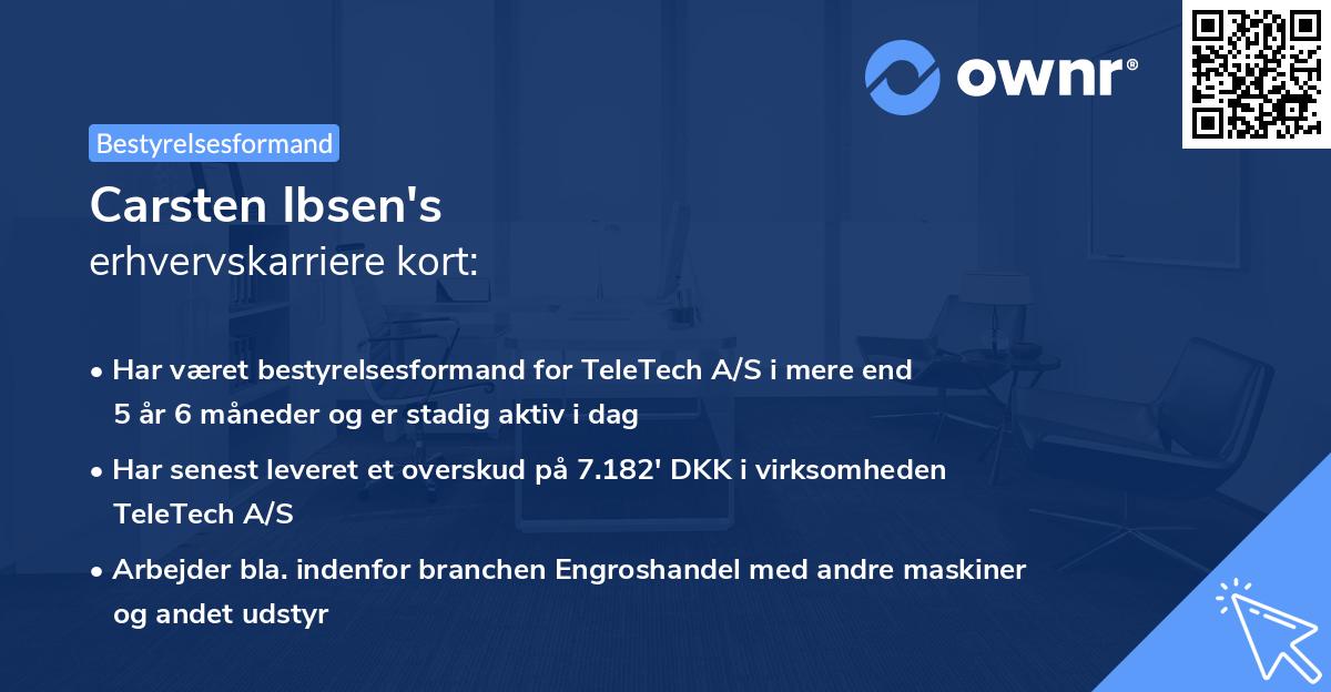 Carsten Ibsen's erhvervskarriere kort