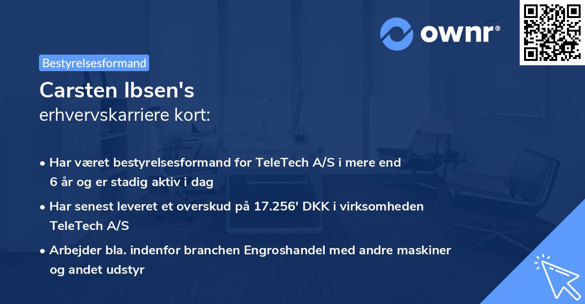 Carsten Ibsen's erhvervskarriere kort