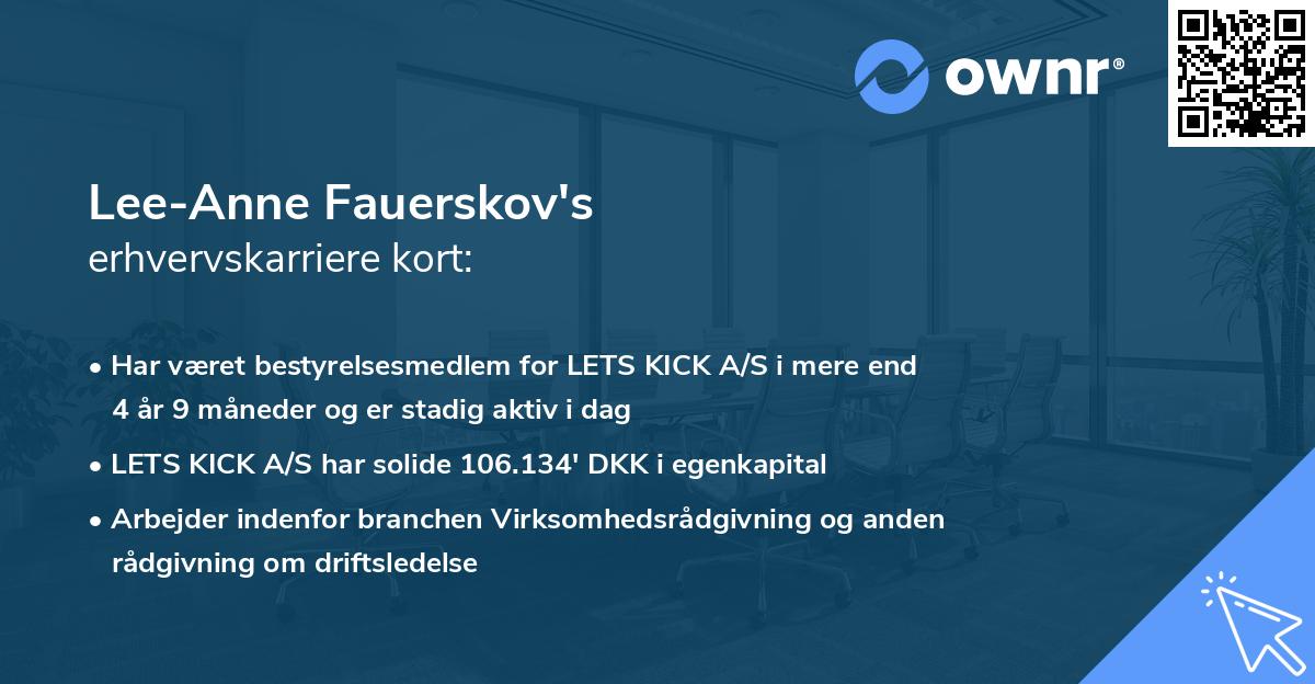 Lee-Anne Fauerskov's erhvervskarriere kort