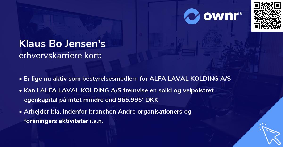 Klaus Bo Jensen's erhvervskarriere kort