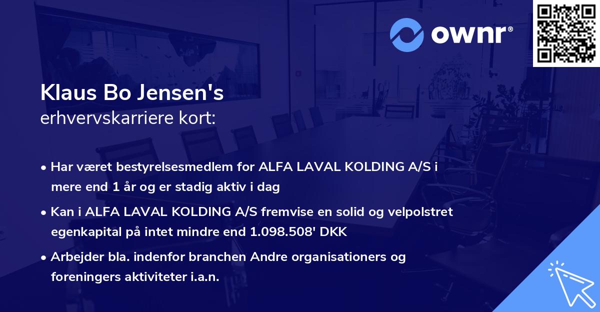 Klaus Bo Jensen's erhvervskarriere kort