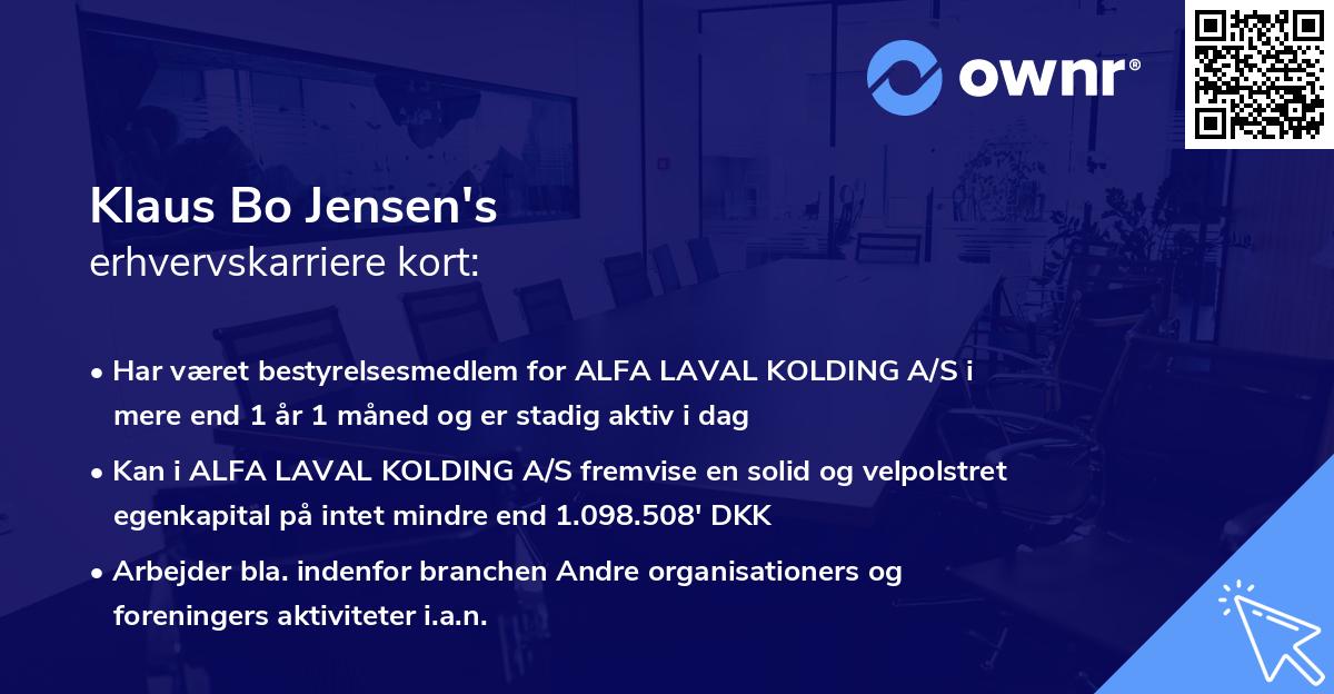 Klaus Bo Jensen's erhvervskarriere kort