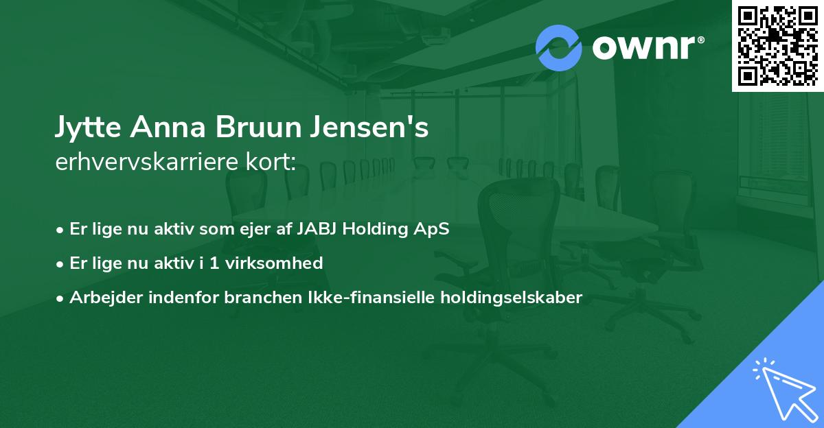 Jytte Anna Bruun Jensen's erhvervskarriere kort