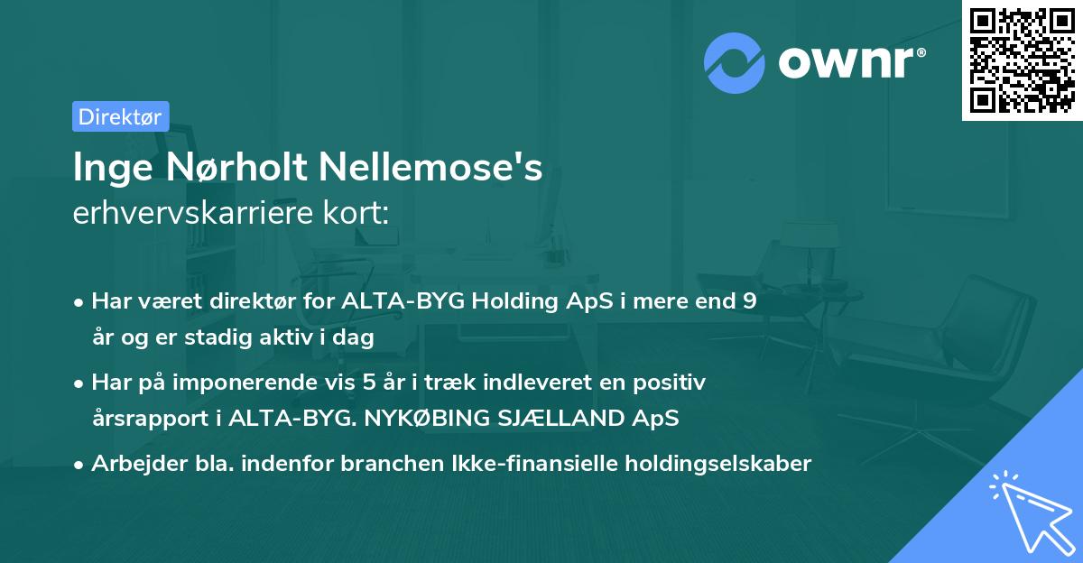 Inge Nørholt Nellemose's erhvervskarriere kort