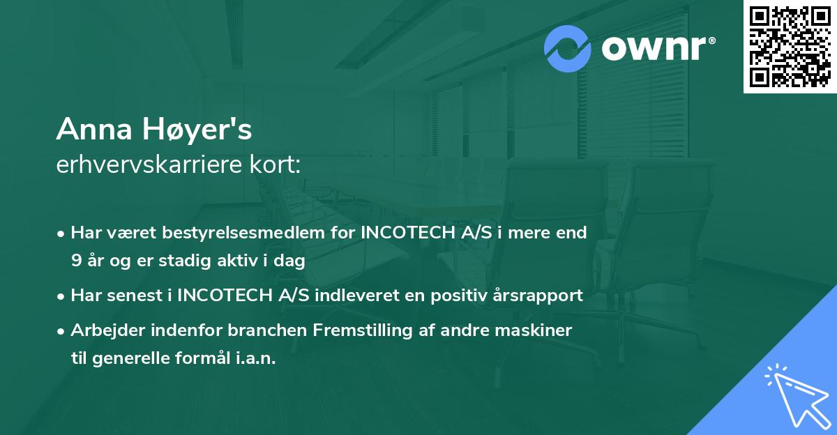 Anna Høyer's erhvervskarriere kort