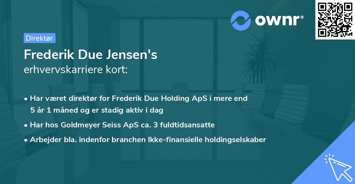 Frederik Due Jensen's erhvervskarriere kort