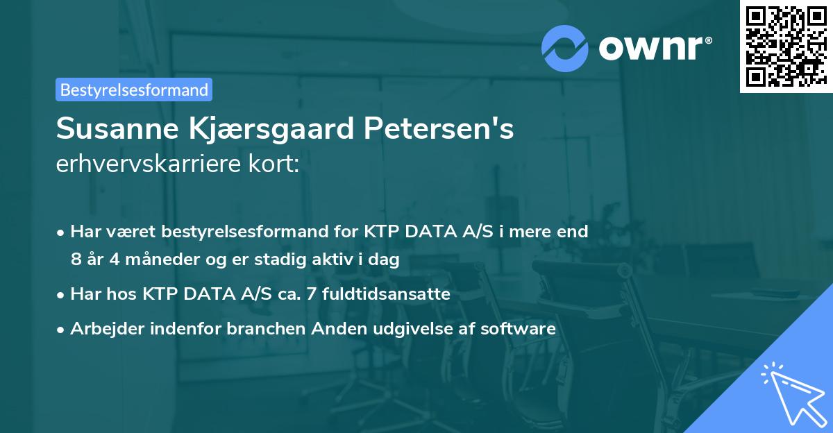 Susanne Kjærsgaard Petersen's erhvervskarriere kort