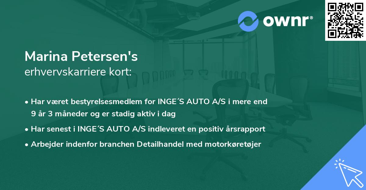 Marina Petersen's erhvervskarriere kort