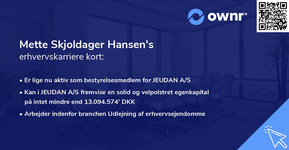 Mette Skjoldager Hansen's erhvervskarriere kort