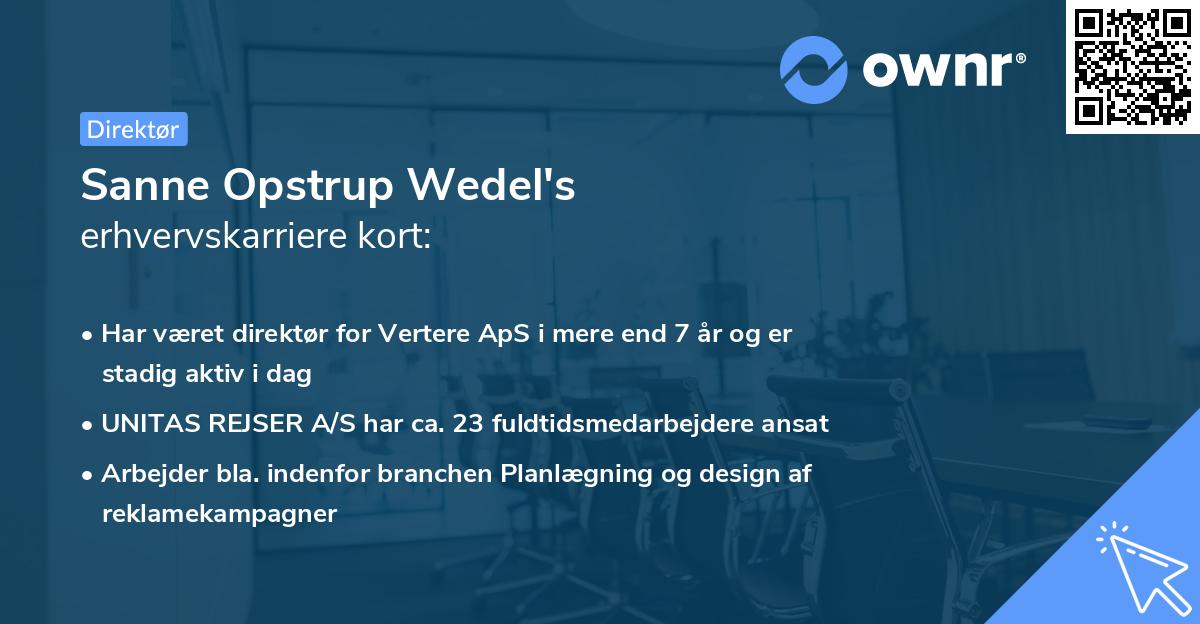Sanne Opstrup Wedel's erhvervskarriere kort