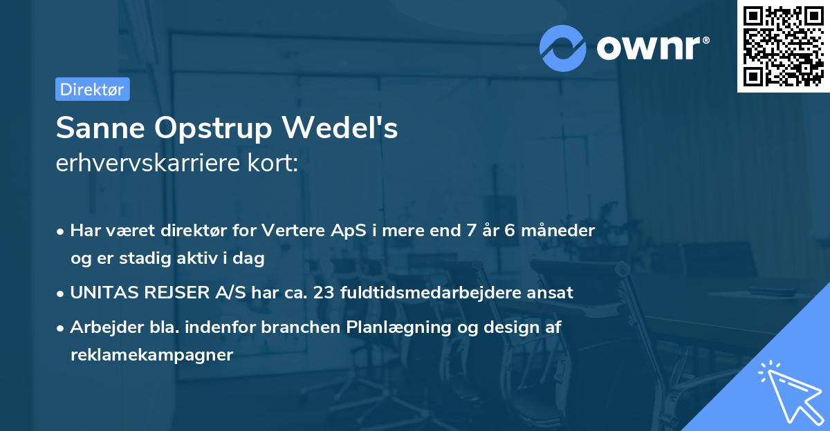 Sanne Opstrup Wedel's erhvervskarriere kort