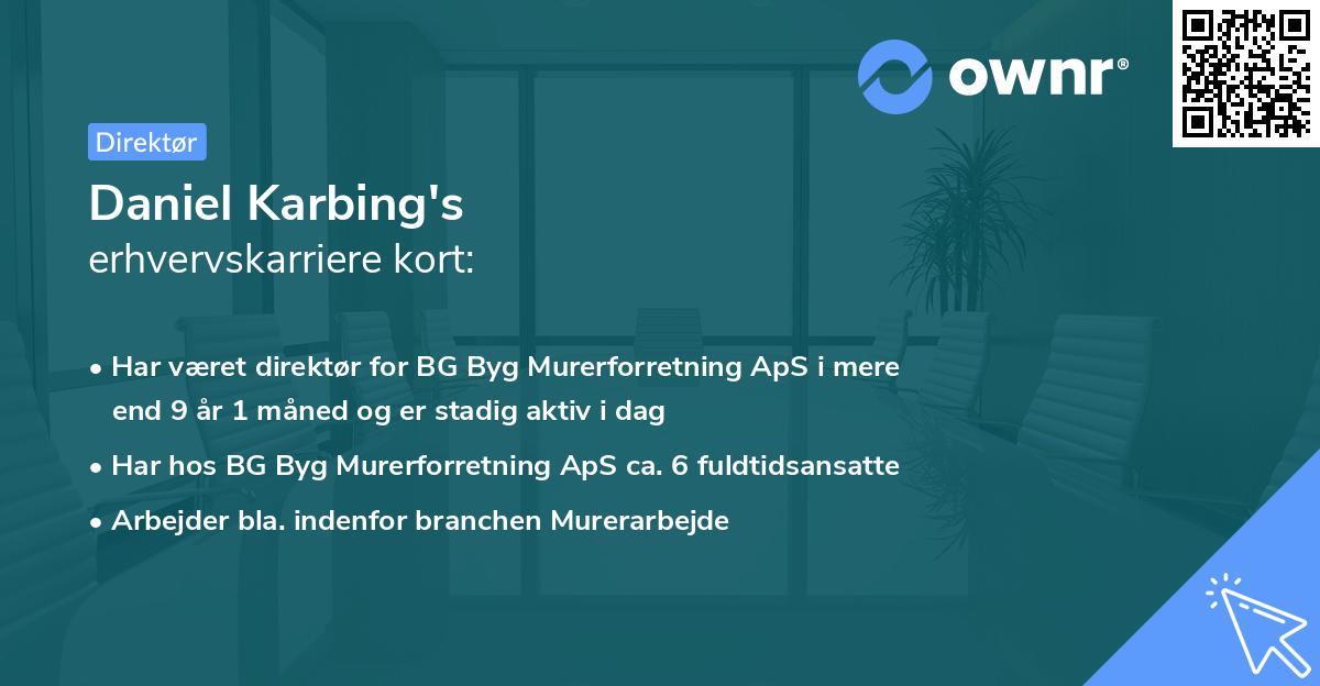 Daniel Karbing's erhvervskarriere kort