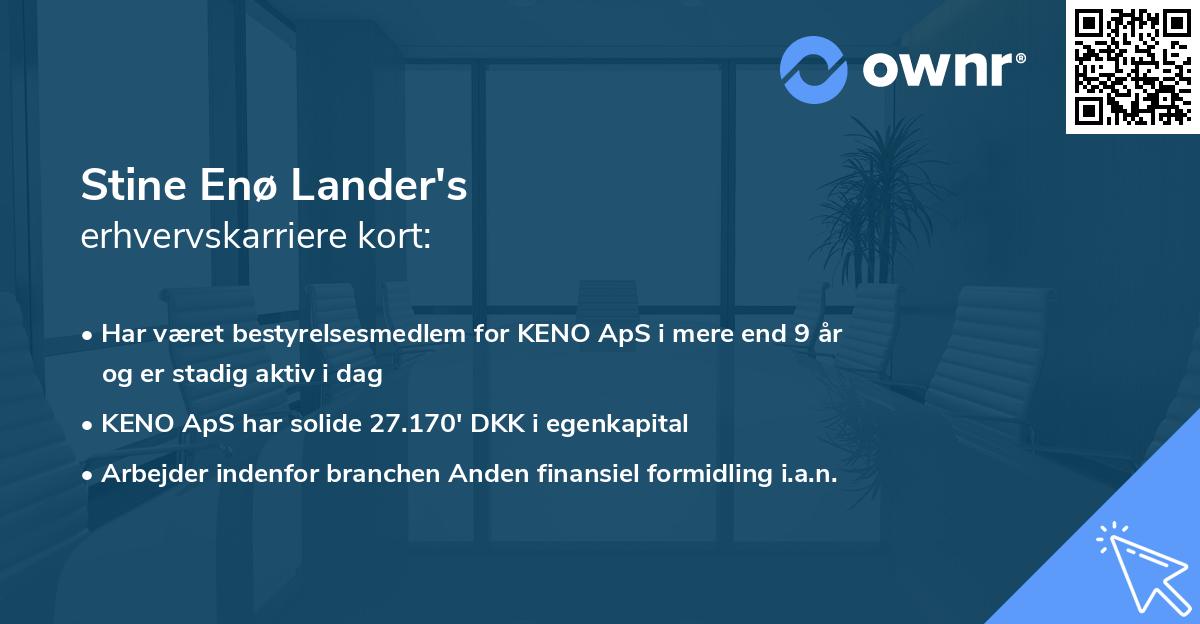 Stine Enø Lander's erhvervskarriere kort