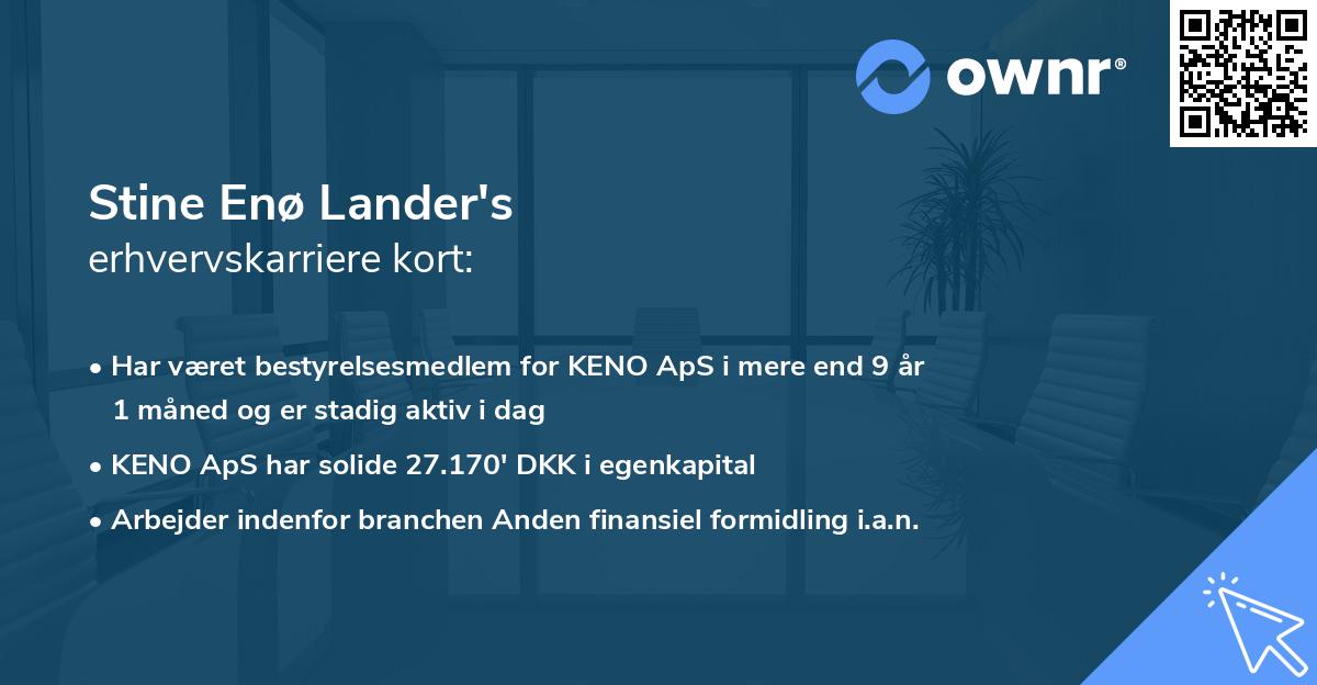 Stine Enø Lander's erhvervskarriere kort