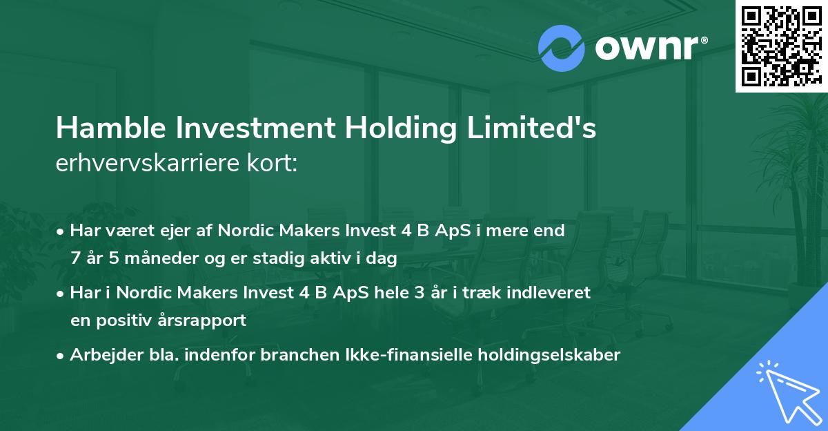 Hamble Investment Holding Limited's erhvervskarriere kort