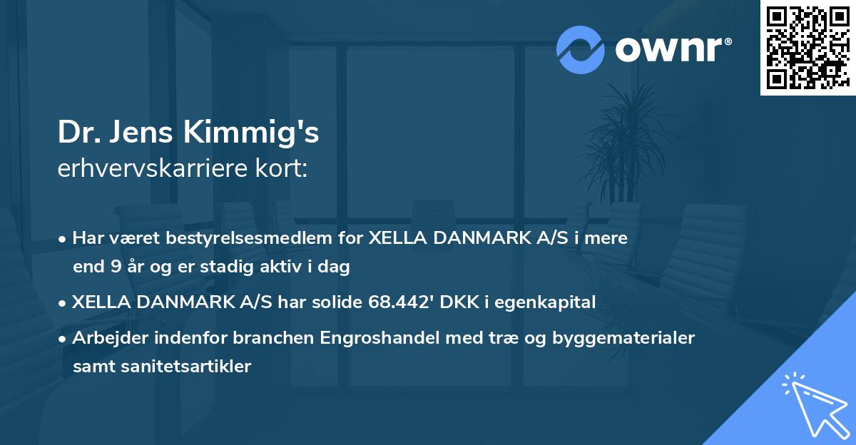 Dr. Jens Kimmig's erhvervskarriere kort