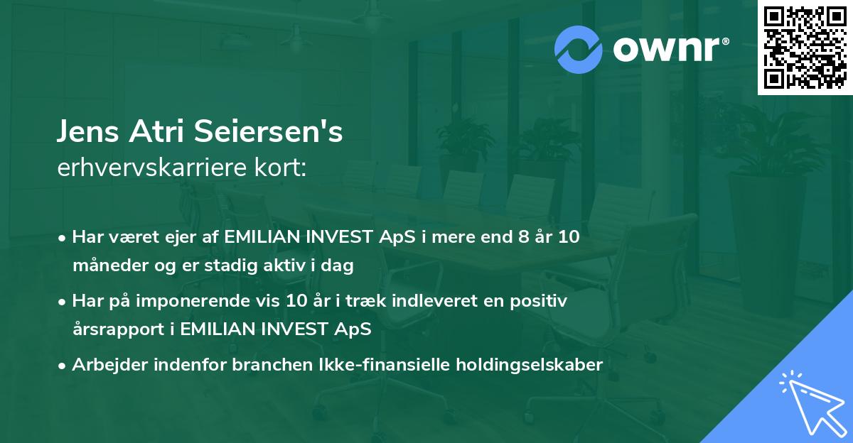 Jens Atri Seiersen's erhvervskarriere kort