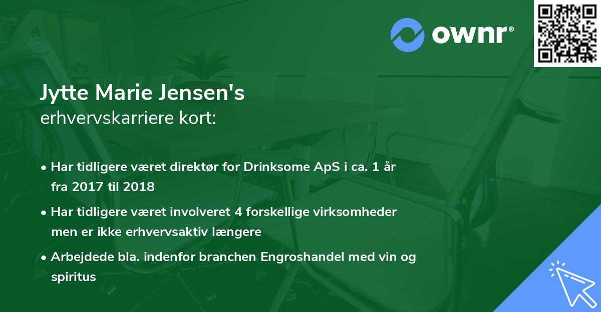 Jytte Marie Jensen's erhvervskarriere kort