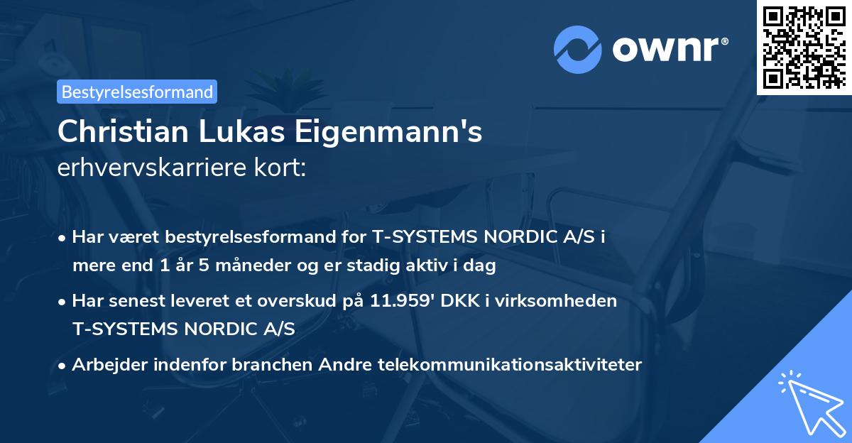 Christian Lukas Eigenmann's erhvervskarriere kort