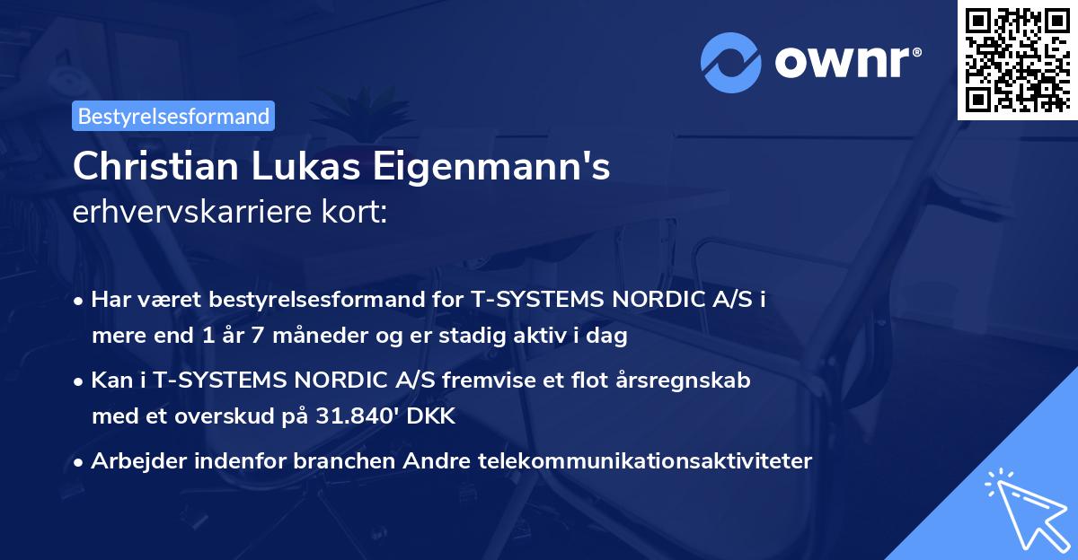 Christian Lukas Eigenmann's erhvervskarriere kort