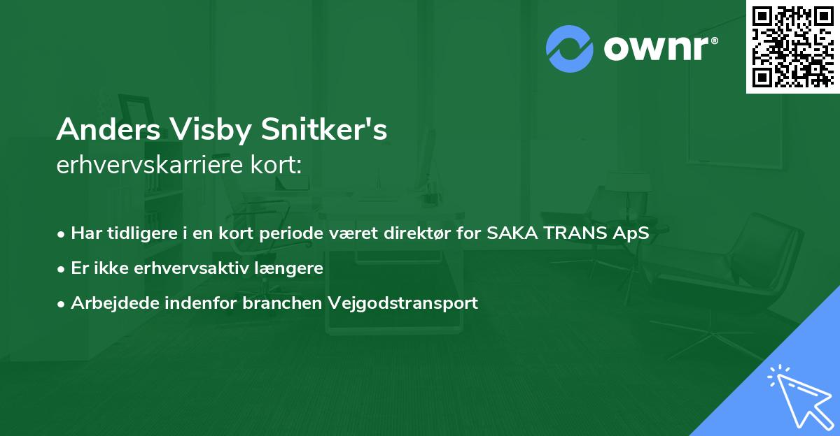 Anders Visby Snitker's erhvervskarriere kort