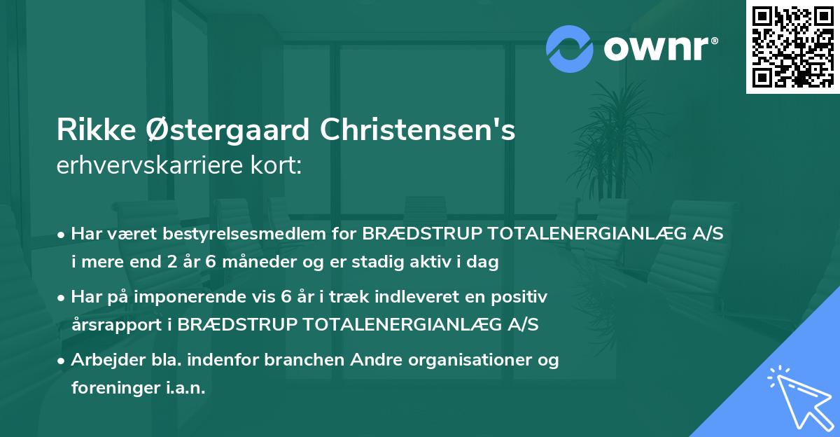 Rikke Østergaard Christensen's erhvervskarriere kort