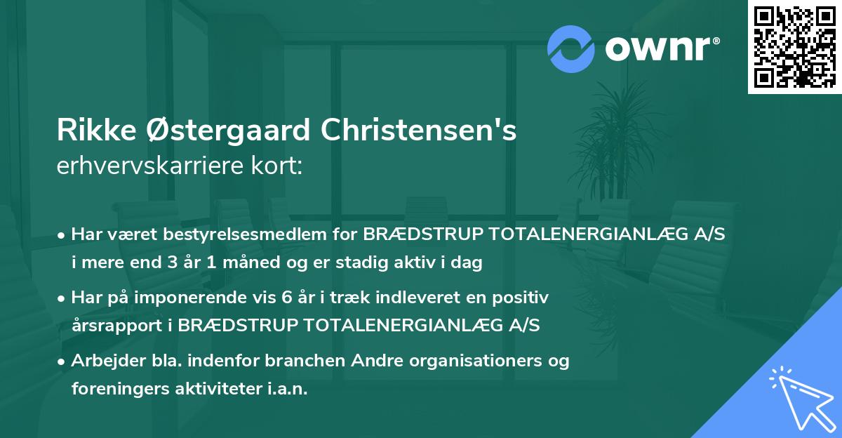 Rikke Østergaard Christensen's erhvervskarriere kort